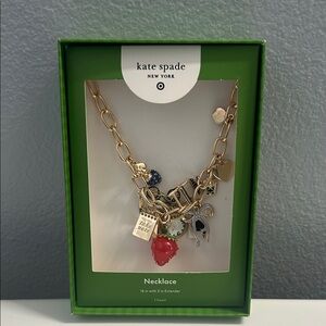 Kate Spade Gold Charm Necklace with Colorful Accents NEW
